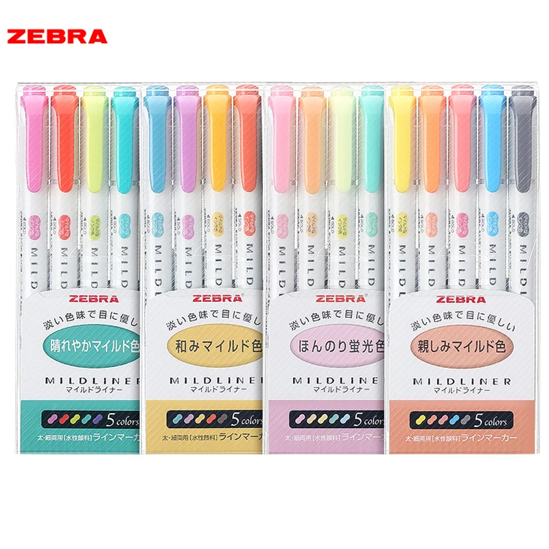 5/10PCS Zebra midline Highlighter Pens Double Head subrayadores fluorescentes boligrafos de colores Kawaii Markers School Office