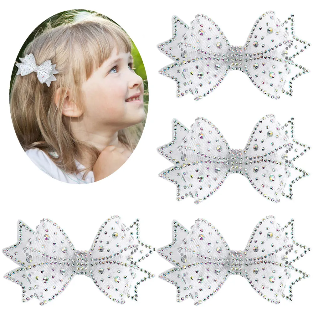 Double Layer Bow Hair Clips Shinng Princess Rhinestone Hairpin Boutique Girls Barrettes Headwear Hair Accessories For Kids