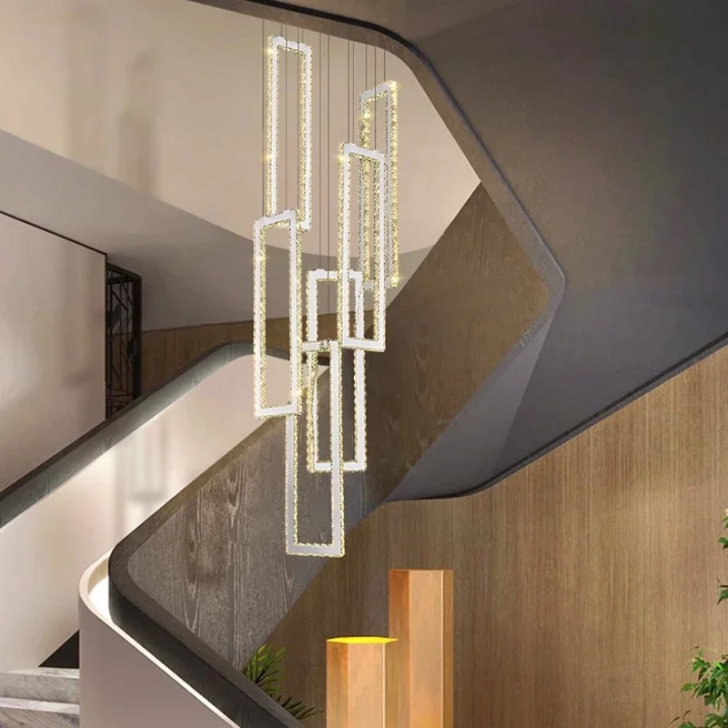 

Nordic Ring Crystal Led Chandelier for Hall Living Room Hotel Pendant Lamp Luxury Decor Indoor Lighting Hanging Luster Fixture