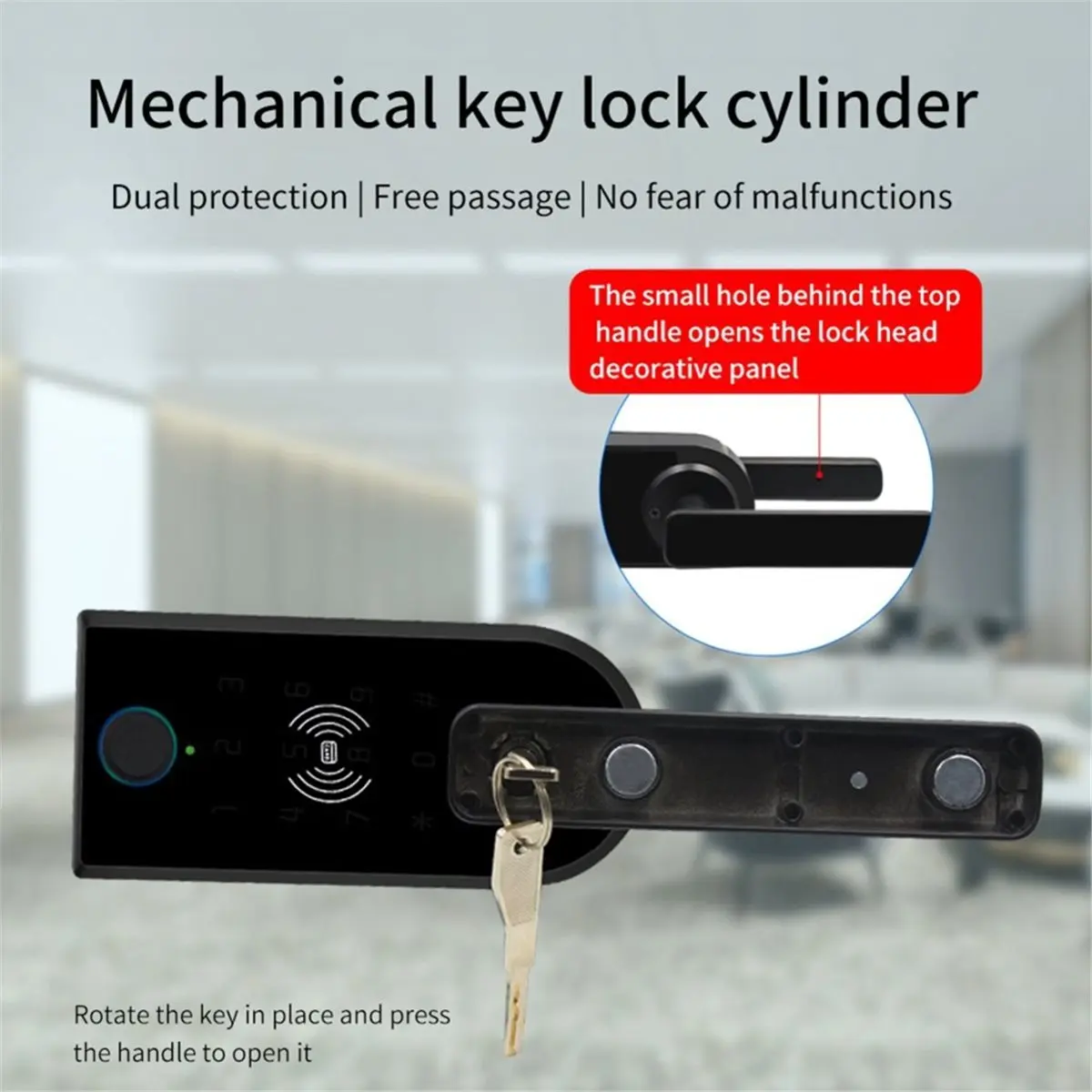 TTLOCK Smart Door Lock Push Inside Partition Home Security with Handle APP Fingerprint, Password, Card and Key to Unlock