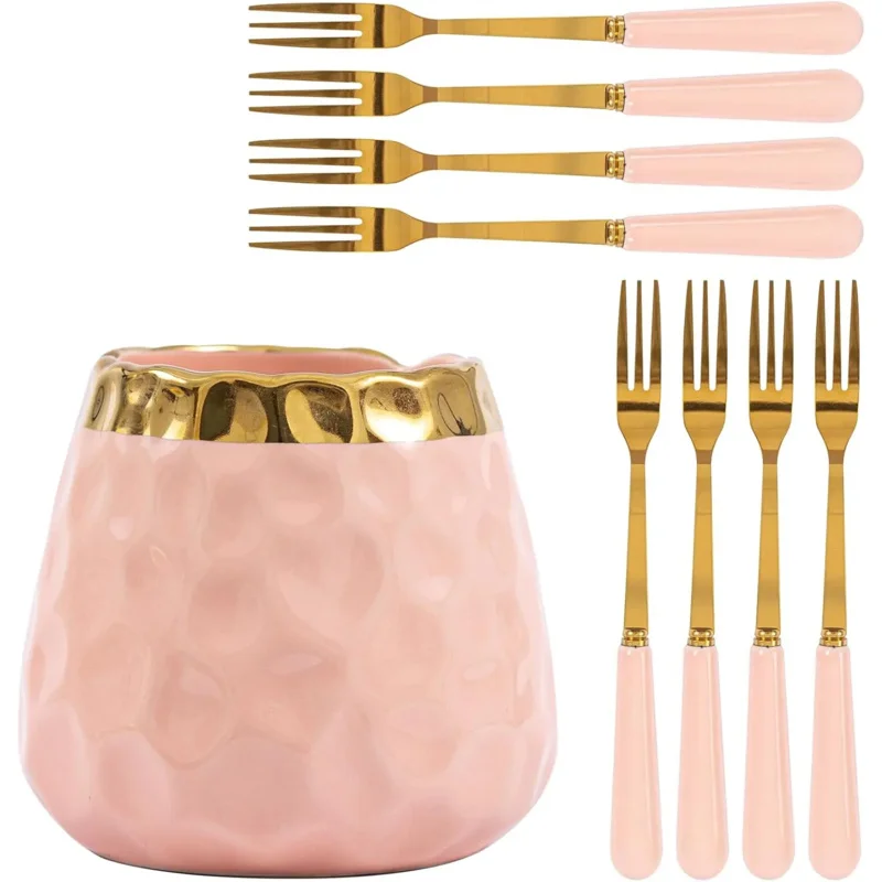 حاوية تخزين من السيراميك، أدوات مائدة منزلية من الفولاذ المقاوم للصدأ مناسبة للسلطات والمقبلات والكعك ومجموعات الفاكهة