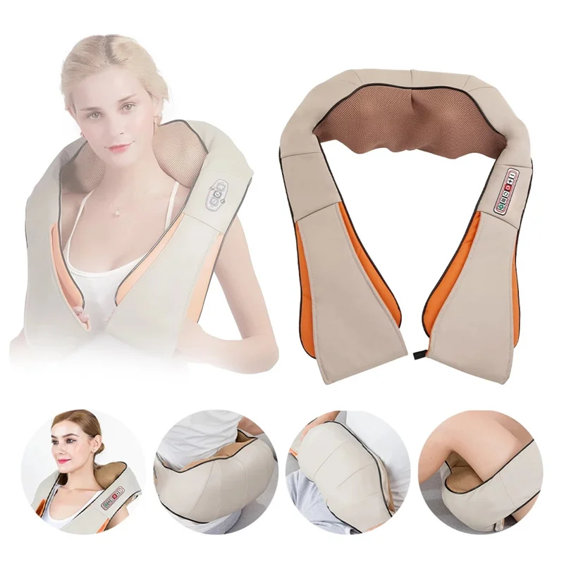 U Shape Electrical Shiatsu Massage Shawl Back Neck Shoulder Body Massager Device Infrared Heated Kneading Car/Home Massage Shawl