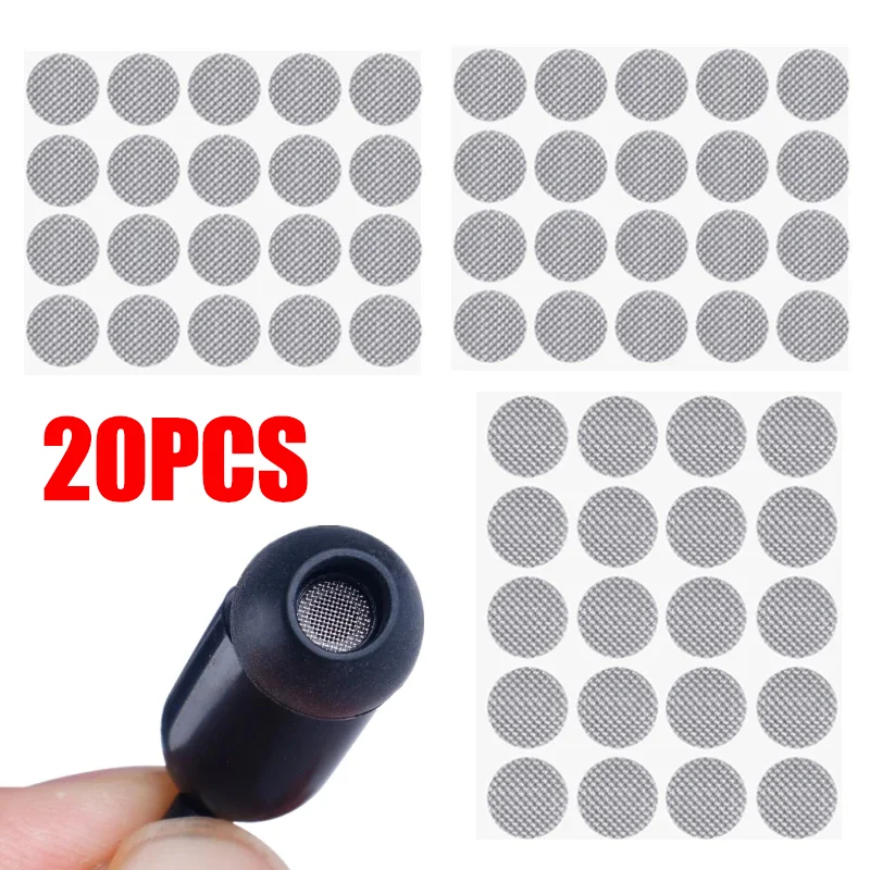 20pcs/set Self-adhere Earphone Dust Network Shell Steel Mesh 4mm 4.2mm 4.7mm 5mm Mesh Net Filter In-ear Headphones Accessories