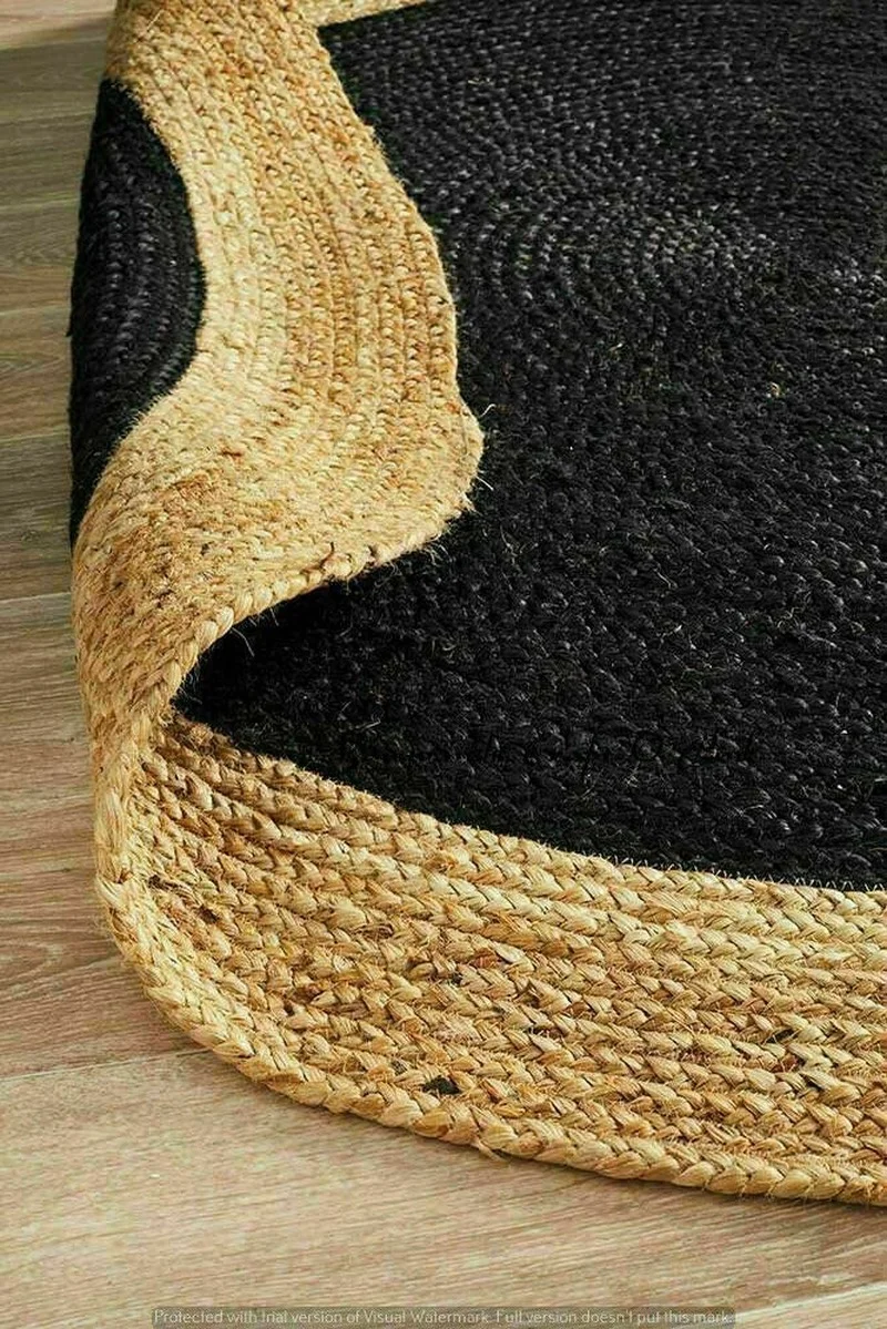 Rug 100% Natural Jute Handmade Round Reversible Braided Rug Modern Area Carpet Bedroom Decoration