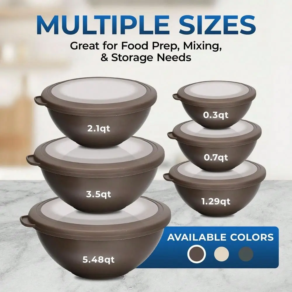 

Master 12 Piece Plastic Nesting Bowls With Lids Mixing Bowls Set Includes 6 Prep Bowls And 6 Lids, , Reusable Meal Prep Contain