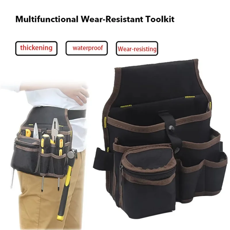 THIVN-Multifunctional Tool Storage Bag Pouch Belt Electrician Toolkit Drill Wrench Screwdriver Hardware Tool Bags Organizer