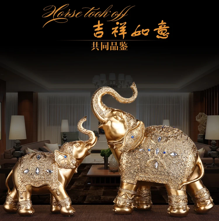 29cm LARGE -TOP business office efficacious FENG SHUI Talisman Money Drawing GOLD elephant ART Sculpture statue