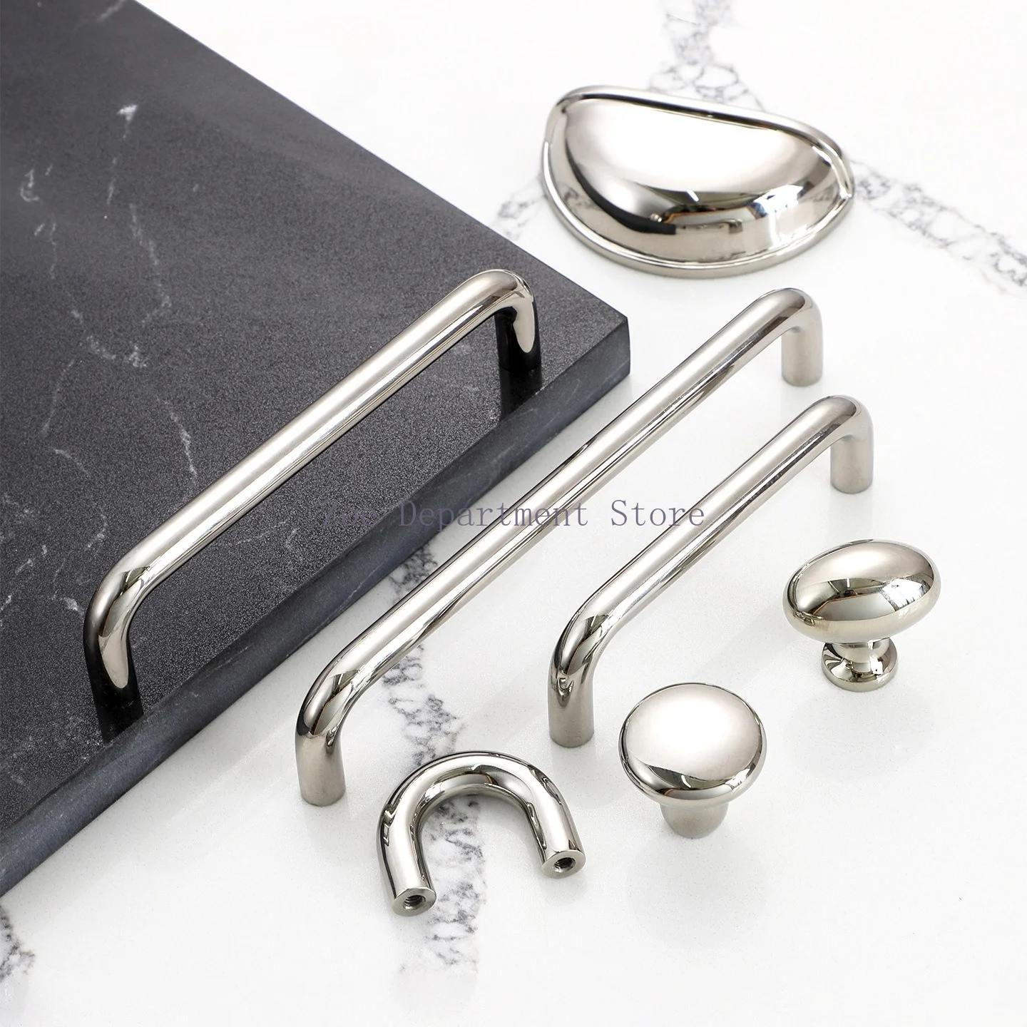 

French Cabinet Door Handle American Wardrobe Cabinet Chrome Door Handle Modern Simple Silver Round Drawer Copper Handle