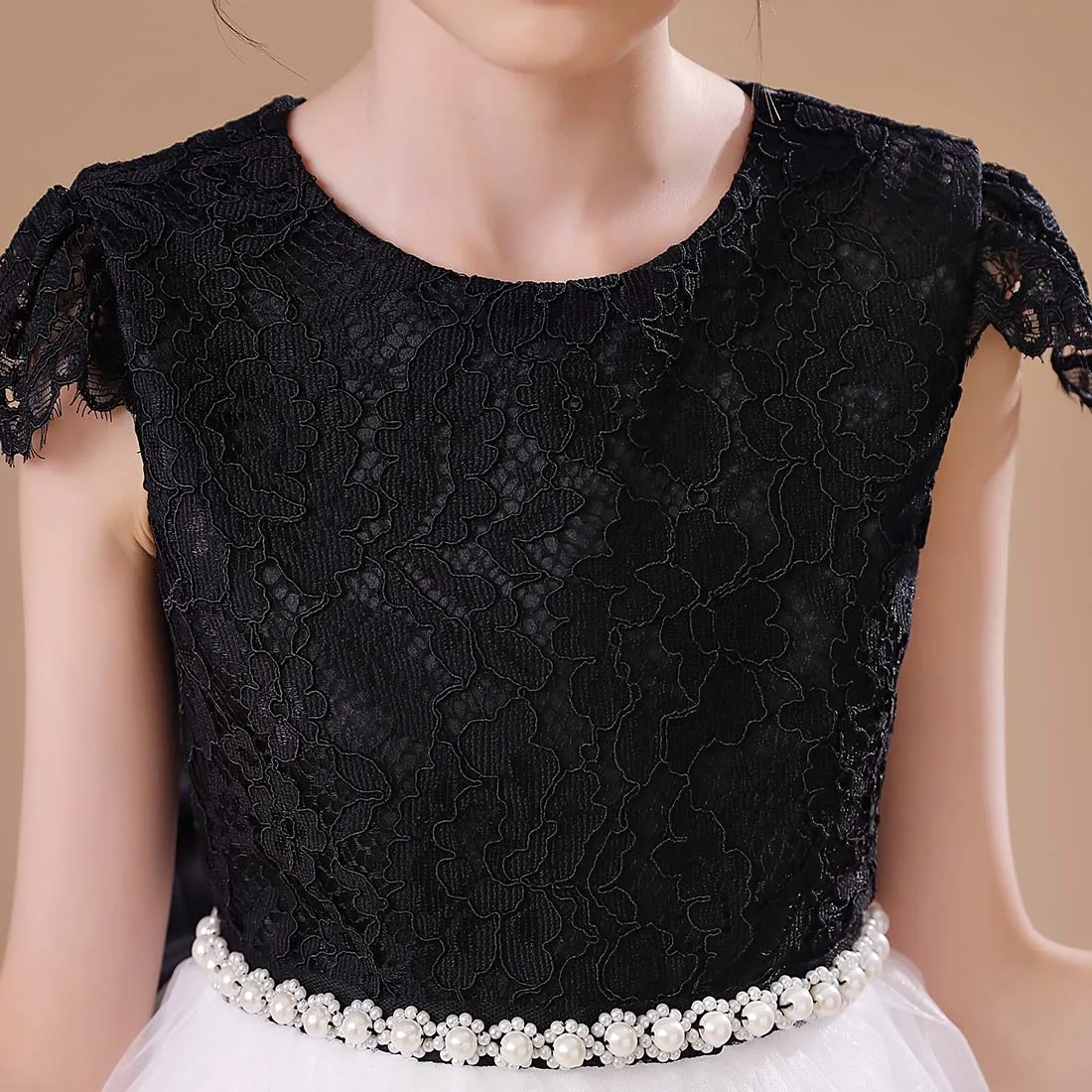 Elegant Flower Girl Dresses Concert DressGirl Ceremonial Short Sleeve Formal Evening Party Long Princess Tulle Junior Bridesmaid