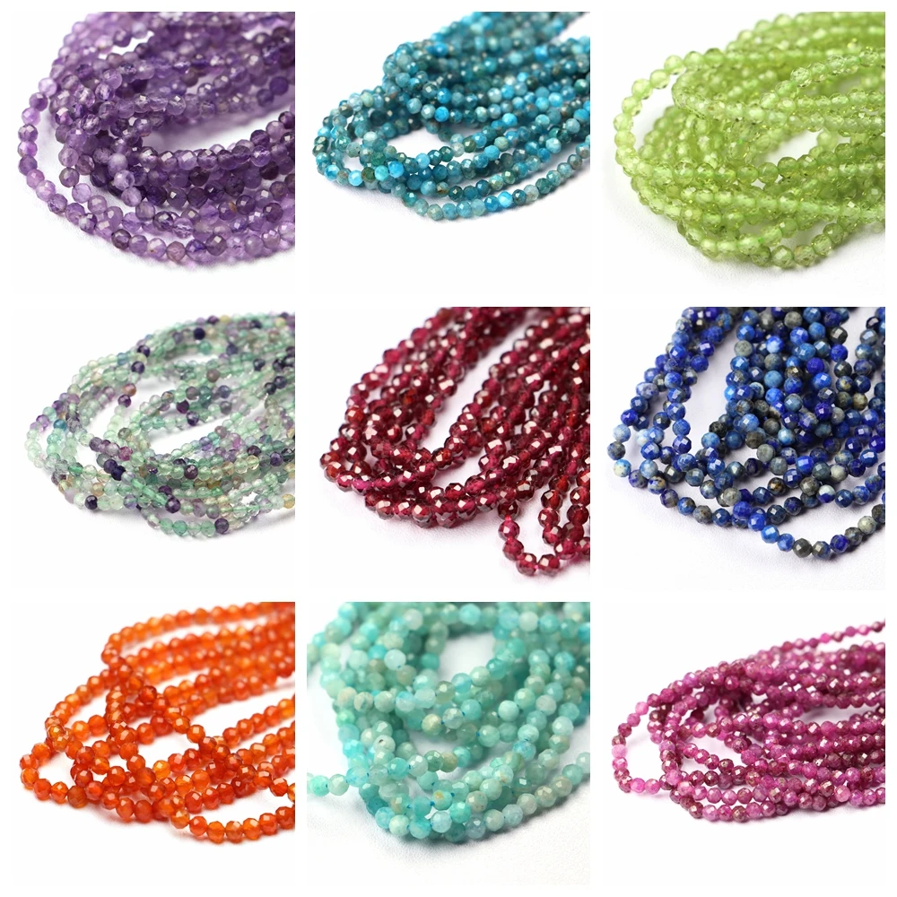 2 3 4mm contas facetadas pedra natural aquamarine lápis-lazúli turmalina ametista contas de pedras preciosas para diy jóias fazendo acessórios