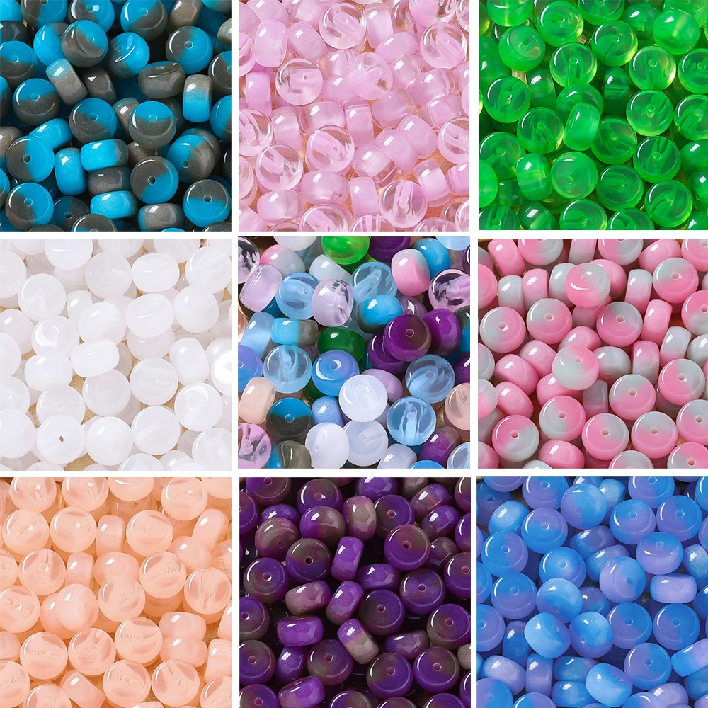 

10pcs/Lots Resin Colored Bead Flat Round Spacer Loose Beads for DIY Necklace Bracelet Pendant Jewelry Making Accessories