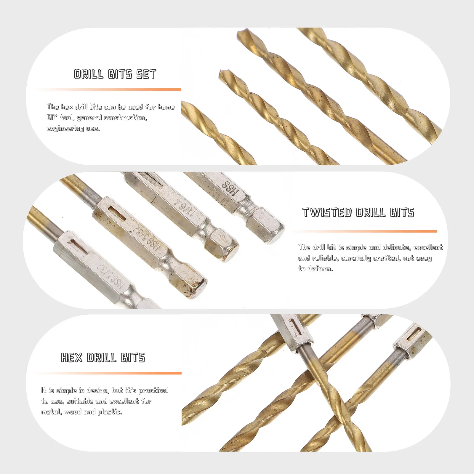 

13Pcs Professional Hex Shank Drill Bits High Speed Steel Twisted Drill Bits Set for Metal Wood Plastic General Construction Use