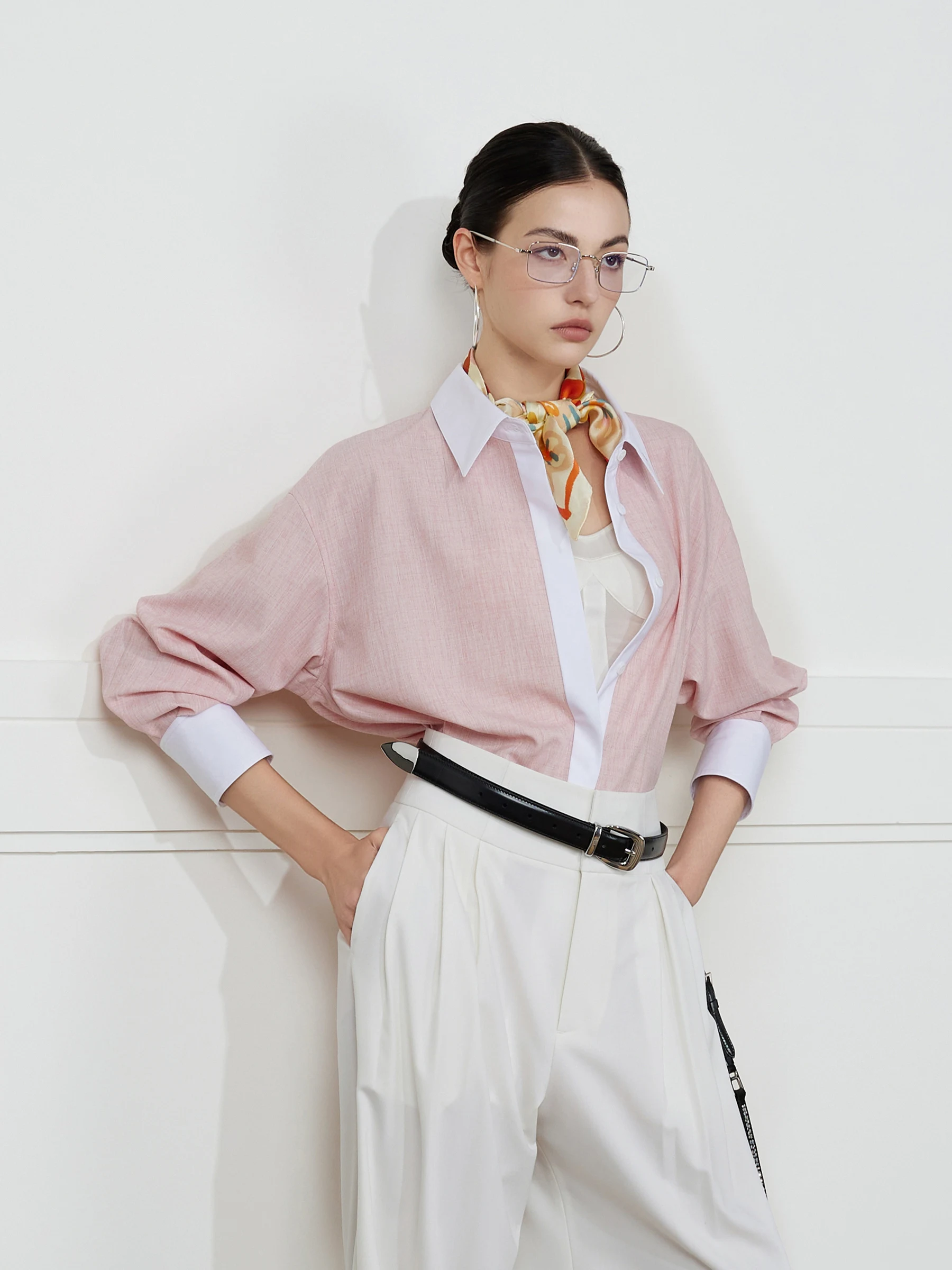 

NancyCavally Smooth Texture Floral Embroidery irt Color Blo Patchwork Heart Logo Women's Street Sle Loose Fit Long Sve