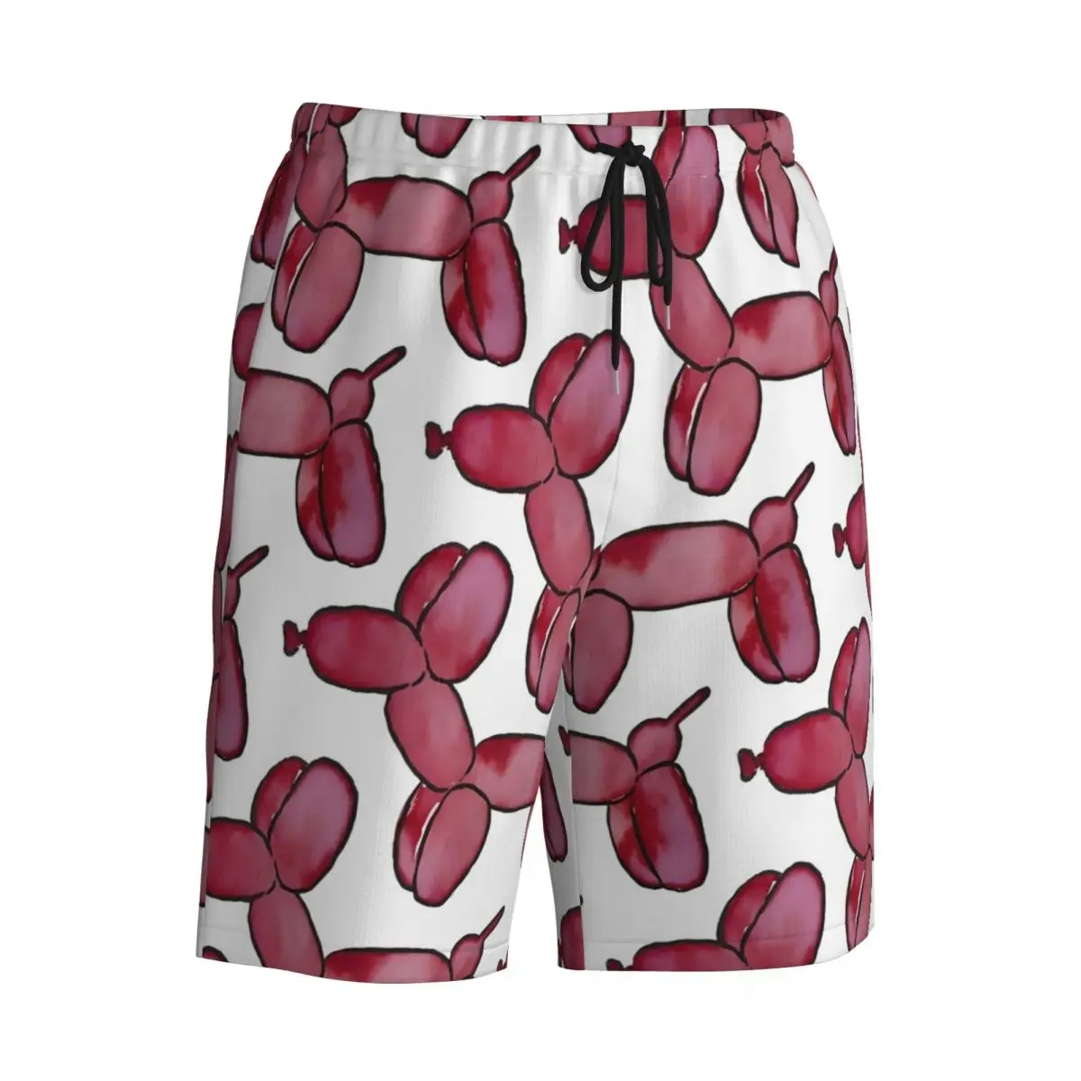 Pantaloncini da surf per cani con palloncino rosso Pittura estiva Y2K Pantaloni corti da spiaggia retrò Costume da bagno con motivo ad asciugatura rapida da surf maschile