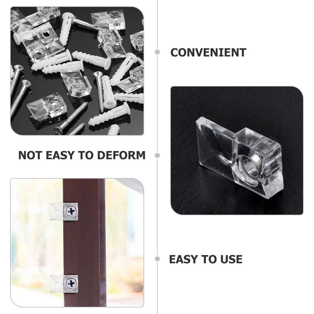 

20pcs Clips Holder Glass Fixing Clamps For Shower Bathroom Wall Mirror Brackets Mirror Installation Hardware Bracket