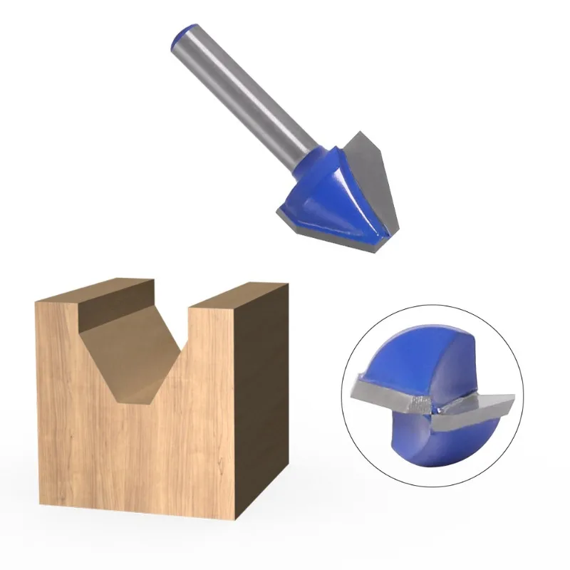 1Pc 60 Degree 1/4″ Shank V-style Woodworking Tenon Milling Cutter Tool Multifunction Drilling Milling for Wood Carbide Alloy