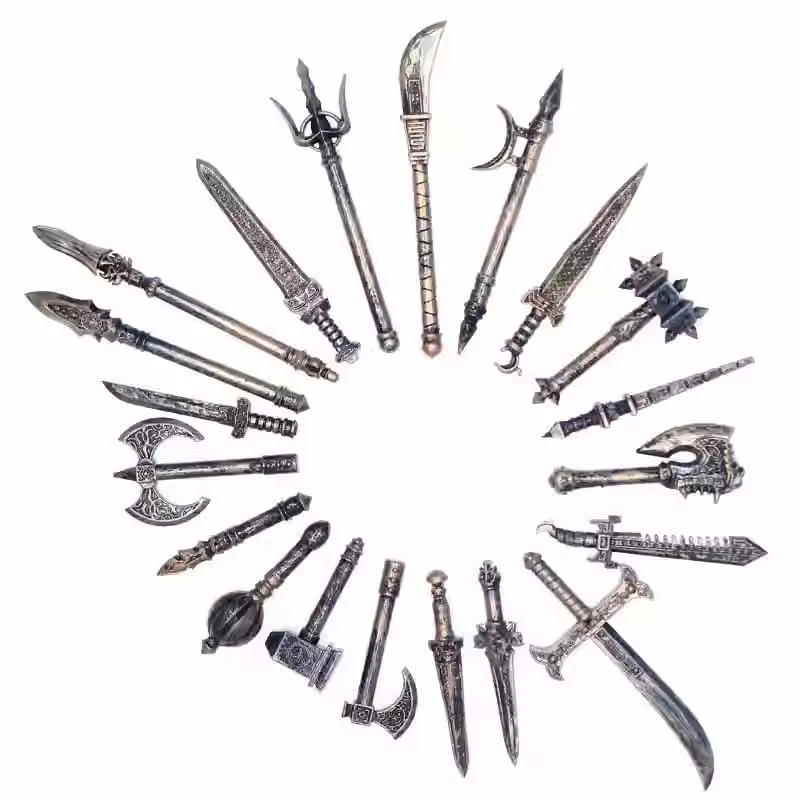 Kit d'accessoires pour armes de figurine médiévale, blocs de construction, roi épée, bouclier du roi Lion, hache de combat Trident, hache à Double tranchant, jouet en brique