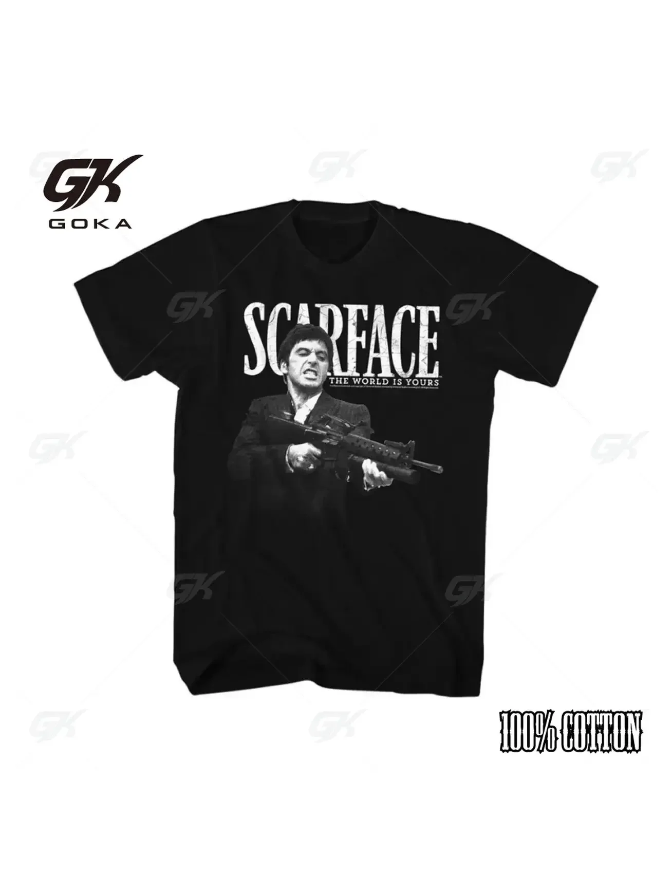 تي شيرت رجالي من فيلم Scarface Al Pacino تي شيرت رشاش قطن Sm بأكمام قصيرة تي شيرت تي شيرت علوي ملابس الشارع الشهير للرجال