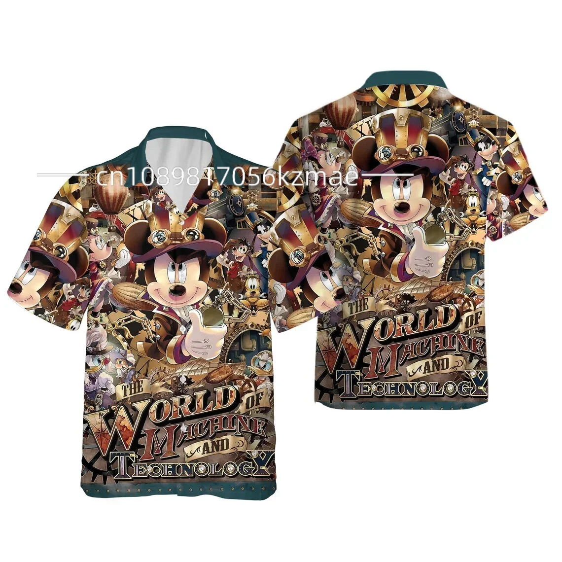 Disney Magic Kingdom Button Up Hawaii Beach Shirt Men's and Women's Children's Casual and Fashion Short Sleeved Shirts