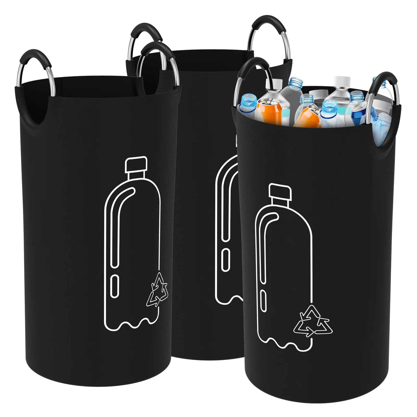 82/115L Empty Bottle Storage Basket Folding Kitchen Trash can Wastewater Bottle Collector Bag with Handle Large Capacity Bin