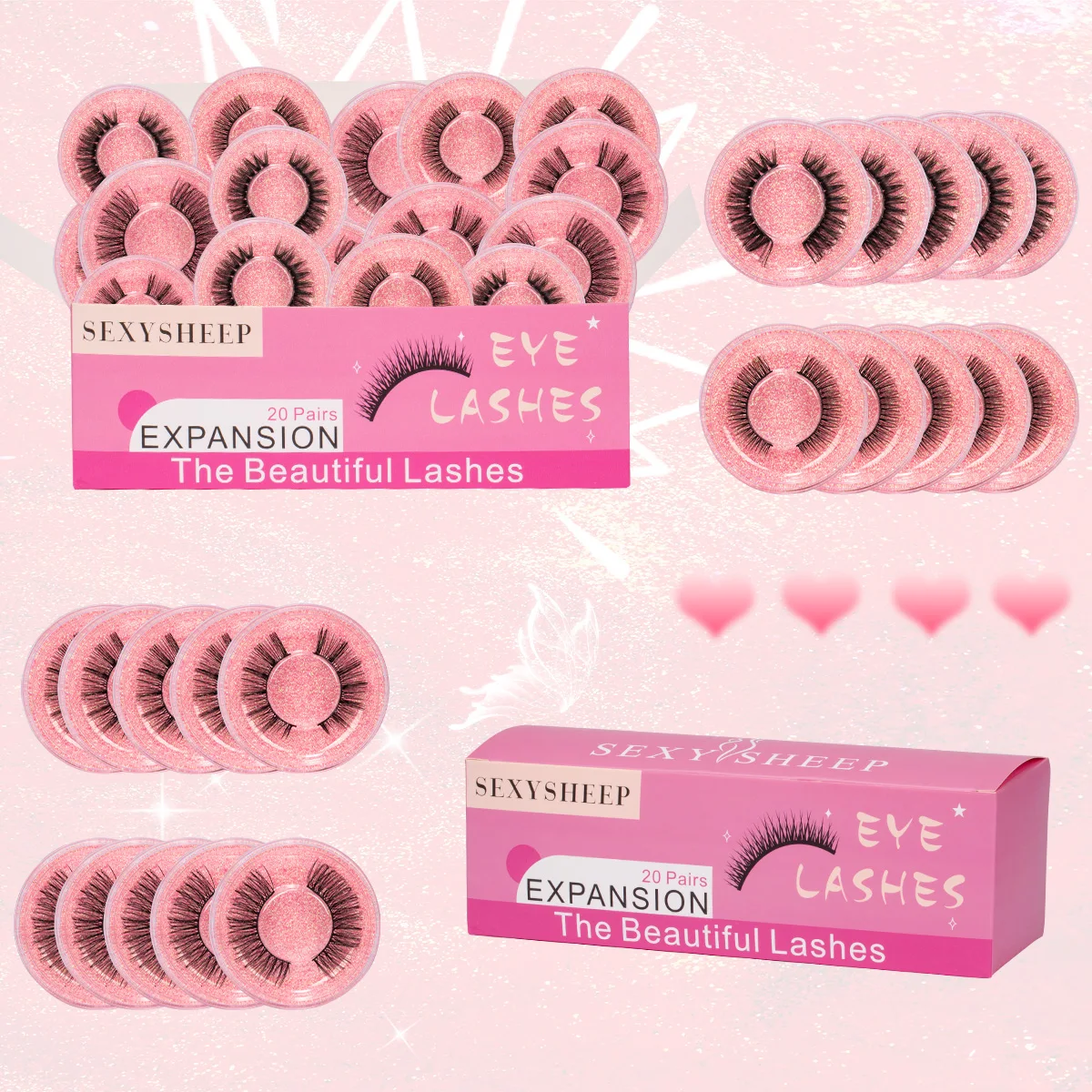 SEXYSHEEP 20 ペアミンクまつげ卸売 3D ミンクまつげナチュラルミンクまつげミックススタイルつけまつげメイクアップバルク