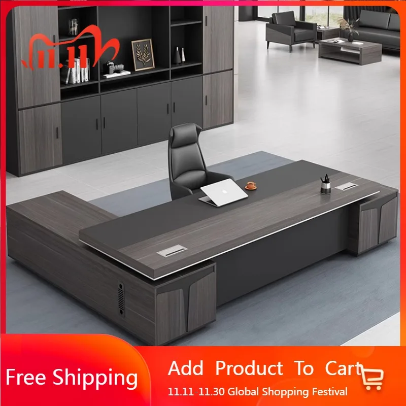 Disponibile Scrivania da ufficio in legno scuro Combinazione di qualità a forma di L Scrivania da ufficio moderna per reception Mobili Escritorio Oficina