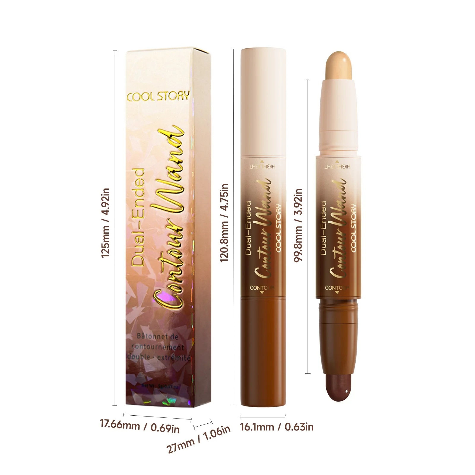 Fair Deep Contour Stick Fondotinta viso Correttore Matte Perlescente Evidenziatore Naso Ombra V Contorno viso Forma Scolpire Bacchetta