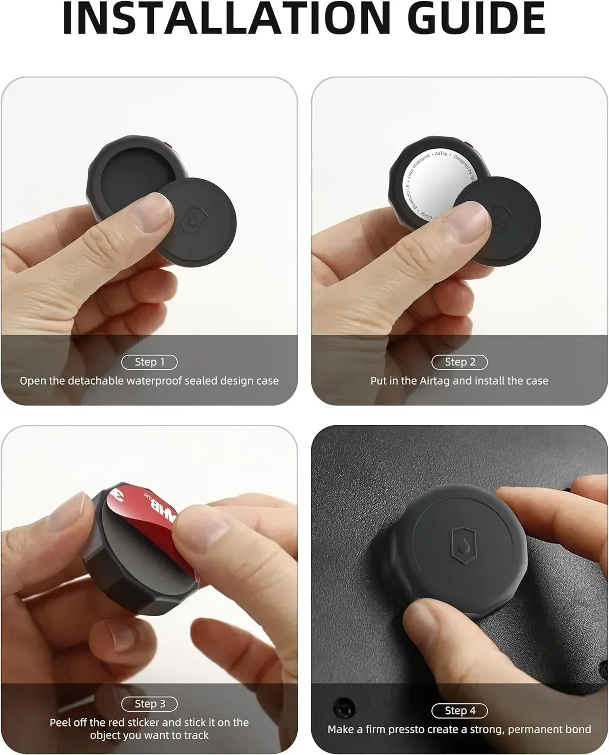 

CoverJoy 3M VHB Adhesive Mount for AirTag Waterproof Ultra Durable Anti Loss Tracking for Ski Motorcycle Luggage,