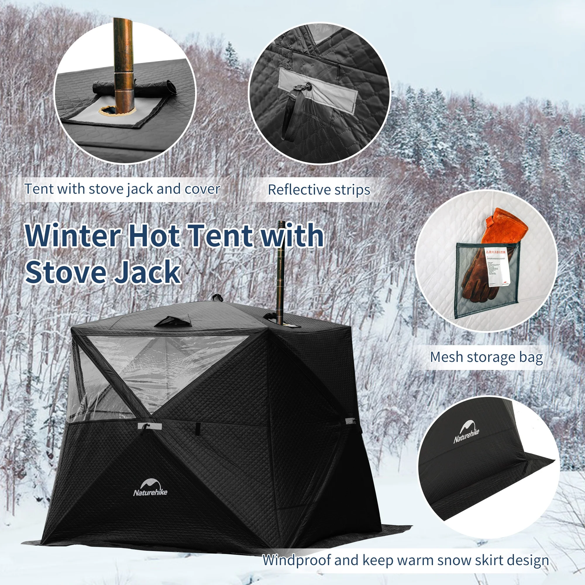 Naturehike outdoor sauna hub tent insulated ice fishing 4 person winter camping hot