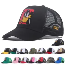 Animals Cartoon Embroidery Patch  Baseball Cap Men Trucker Hat  Women Snapback Hip Hop Hat Summer Mesh Gorras Streetwear Bone