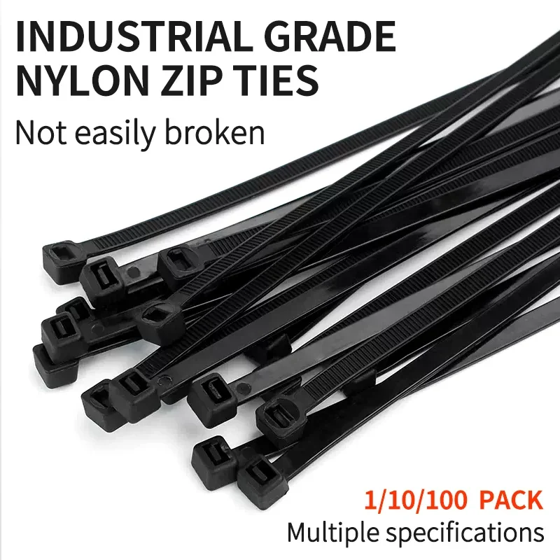 

5*150-8*500 Self-Locking Nylon Black Cable Band Large Strong Plastic Fixed Buckle Wire Bundle