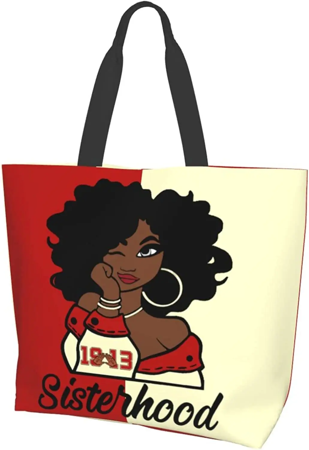 Black Woman Sorority Tote Bag Aesthetic Vintage Designer Handbags for Women Shopping Bags with Travel Grocery Shopping