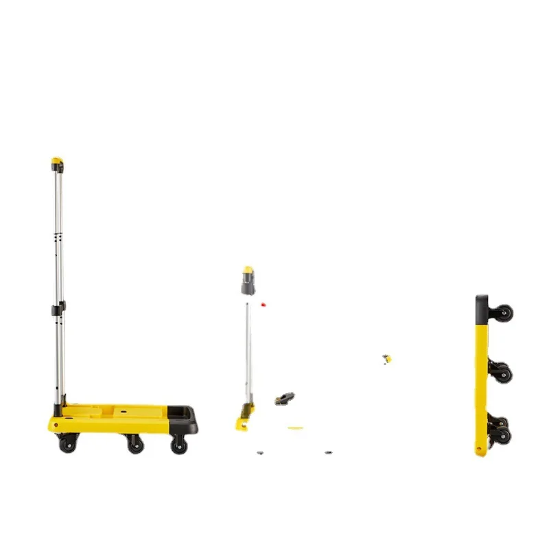 

Folding four-wheeled small pull-up cart is heavy-duty