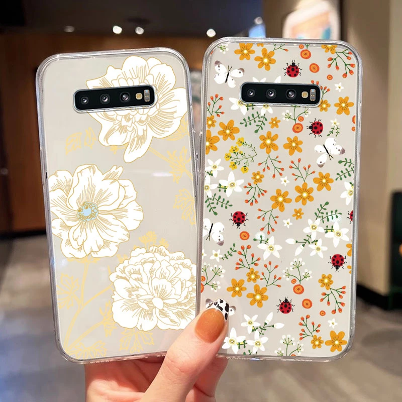 For Samsung Galaxy A10 A11 M11 A20 A30 M10A A20e A40 A21S A20S S9Plus S9 S10 4G S10e S10Plus Flowers And Plants Mini Clear Cover