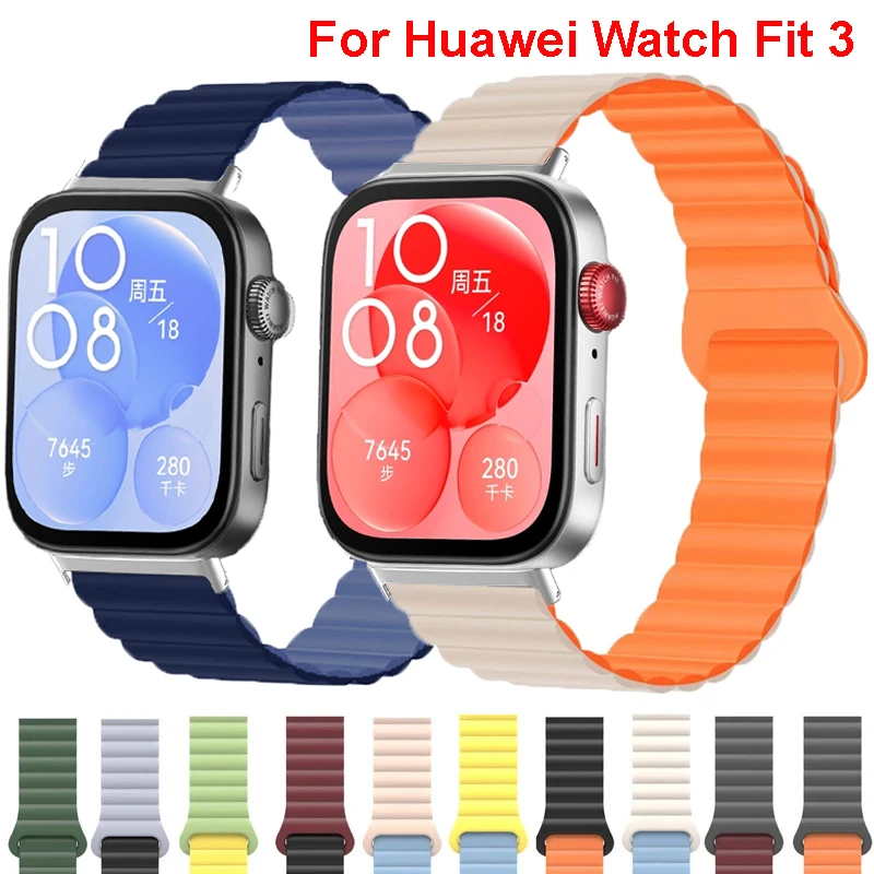 Huawei Watch Fit 3 마그네틱 루프 밴드 실리콘 스트랩, Correa 시계 밴드, 남성 여성 스포츠 팔찌, Huawei Fit 3 액세서리