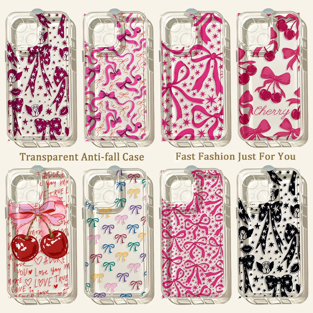 Luxury Bow CherryS Phone Case For Samsung Galaxy A37 A57 A16 A07 A17 A36 A26 A56 A55 A35 A25 A15 A54 A24 A14 A06 A05 A13 4G 5G