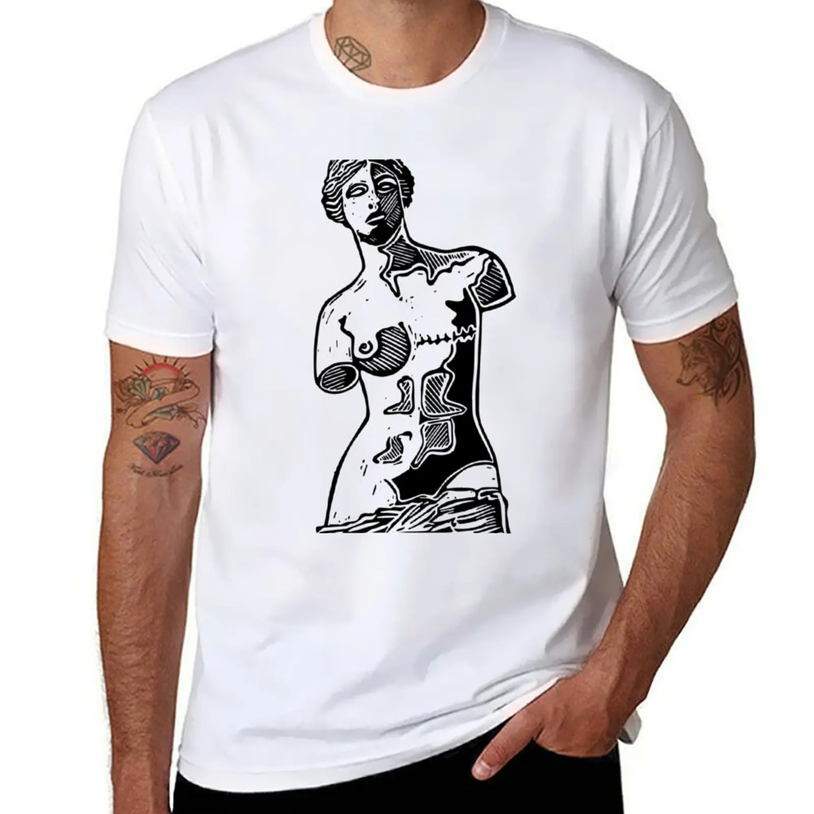 

Venus Side Mastectomy Black Left T-Shirt Casual Breathable Short Sleeve Top