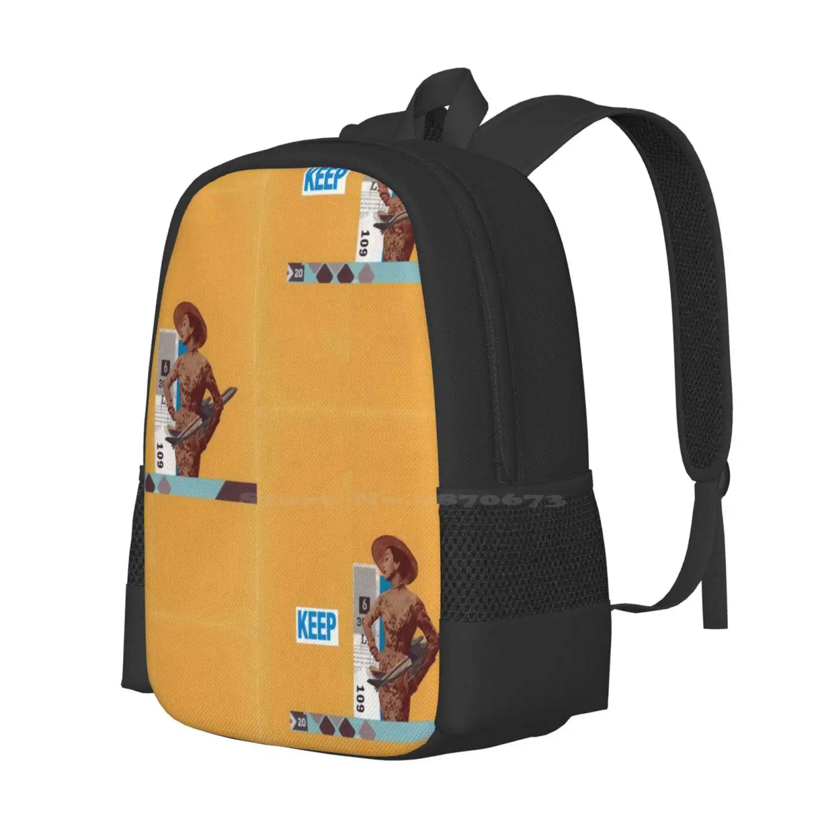 Keep 109 Hot Sale Schoolbag Backpack Fashion Bags Collage Pop Art Woman Sexy Retro Airplane Traditional Quirky Humor Numbers