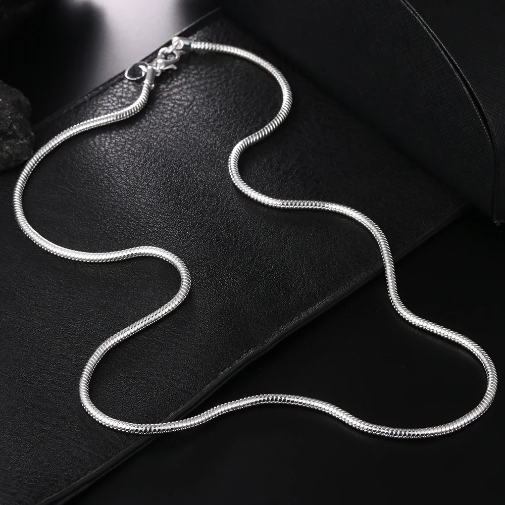 2pcs/set 925 Sterling Silver 3MM Snake Bone Chain Necklace & Bracelets