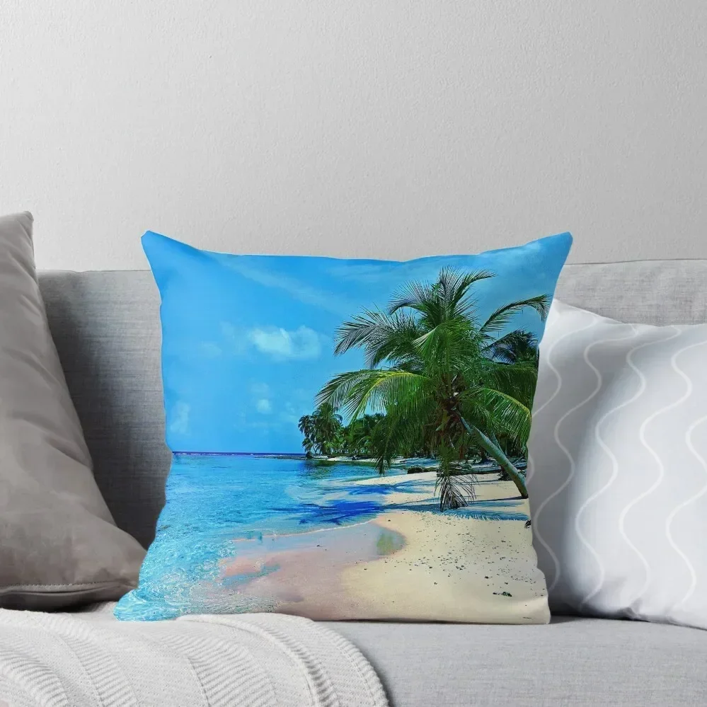 Blue Tropical Palm Tree Beach Paradise Island Throw Pillow New year Cushion Cover For Sofa Cushions For Children pillow