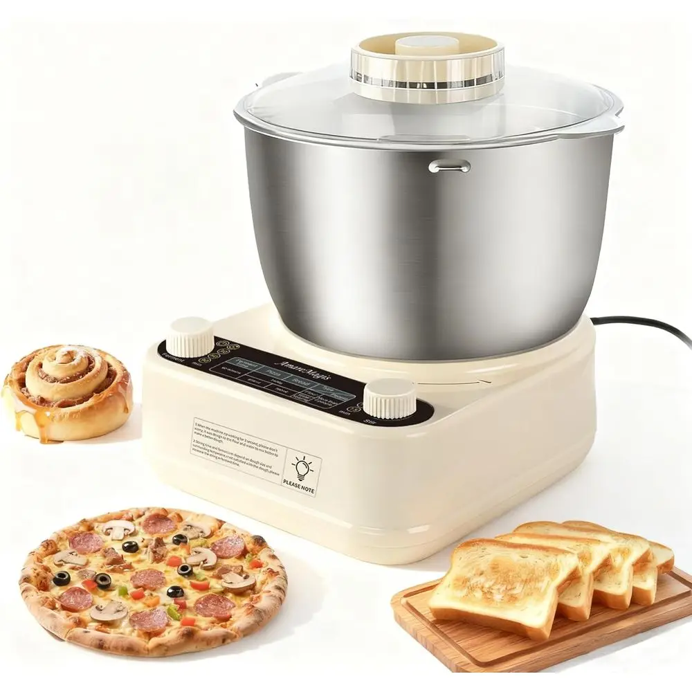 

Electric Dough Kneader with Timer & Fermentation for Bread, Pizza, Pasta, and Sourdough - 1.4kg Capacity, Hands-Free Kneading, S
