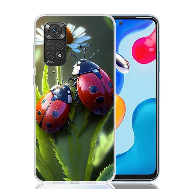 Insect Seven-Star ladybug Phone Case For Xiaomi Redmi Note 13 12S 12 11S 11T 11E Pro Plus 10S 10 9S 9 8T 8 7 Art Customized Coqu