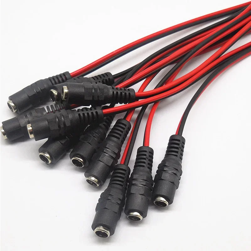 Conectores de CC de 12V, adaptador de cable jack macho y hembra, fuente de alimentación de 26cm de longitud, 5,5x2,1mm para cámara CCTV