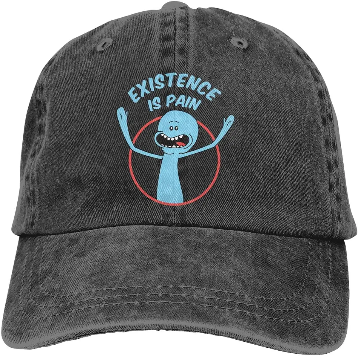 Mr Meeseeks Plain Cotton Adjustable Washed Twill Low Profile Baseball Cap Hat Black