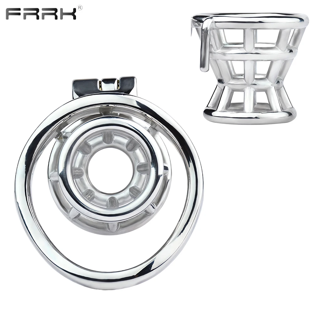 FRRK New Sissi Inverted Chastity Cage Adults Game Play Erect Denial Steel Negative Cock Ring BDSM Sex Tooys for Man 2024