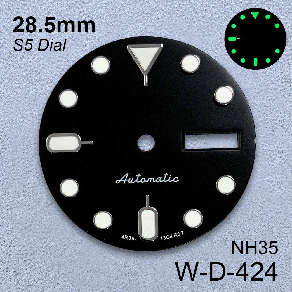 28.5 مللي متر S شعار SKX007 GMT الطلب صالح NH34/NH36/4R36 حركة قوية الأخضر مضيئة ساعة عالية الجودة تعديل الملحقات