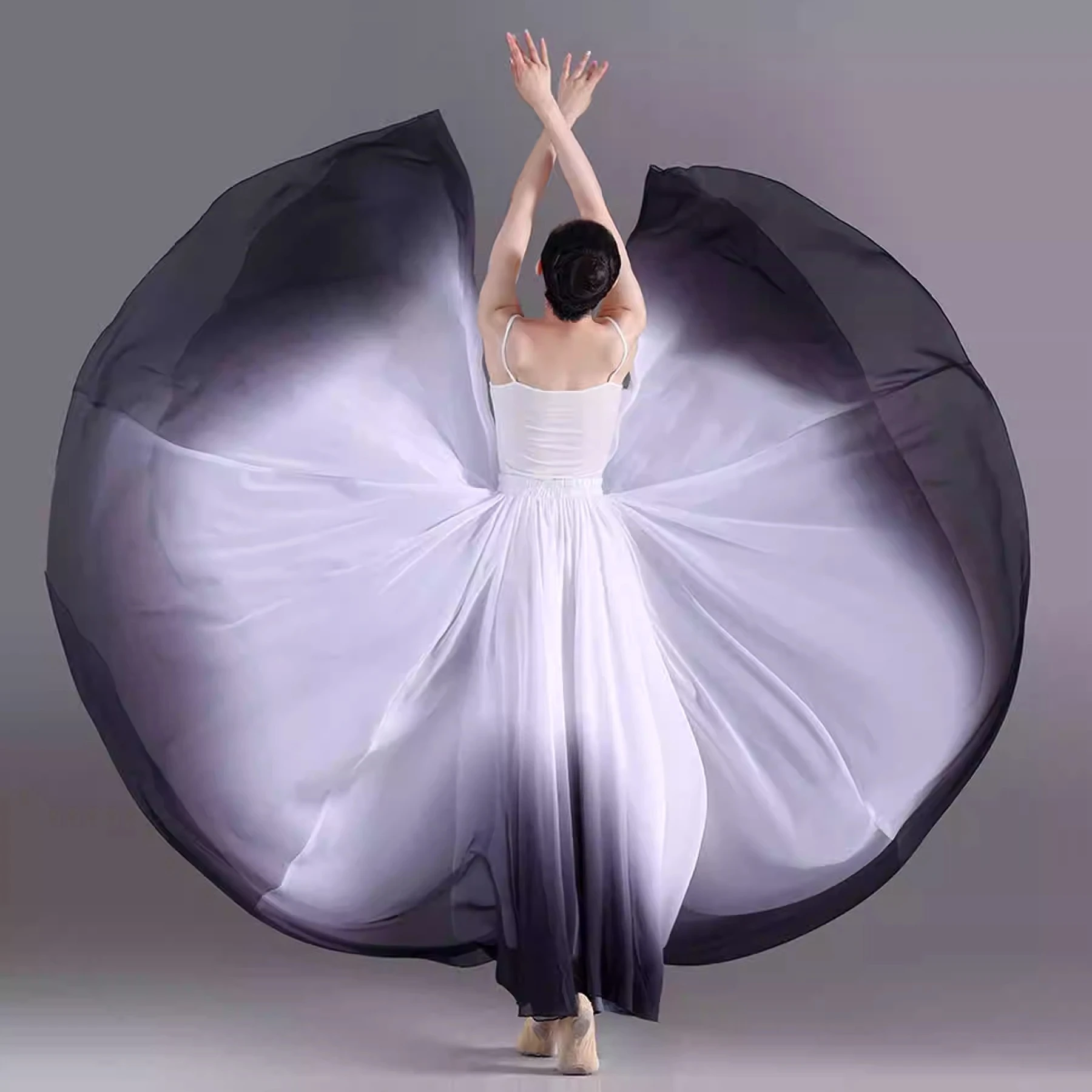 360-720 Degree Classical Dance Skirts Big Swing Women Gradient Flowy Skirt Gymnastics Practice Dance Costume Elegant