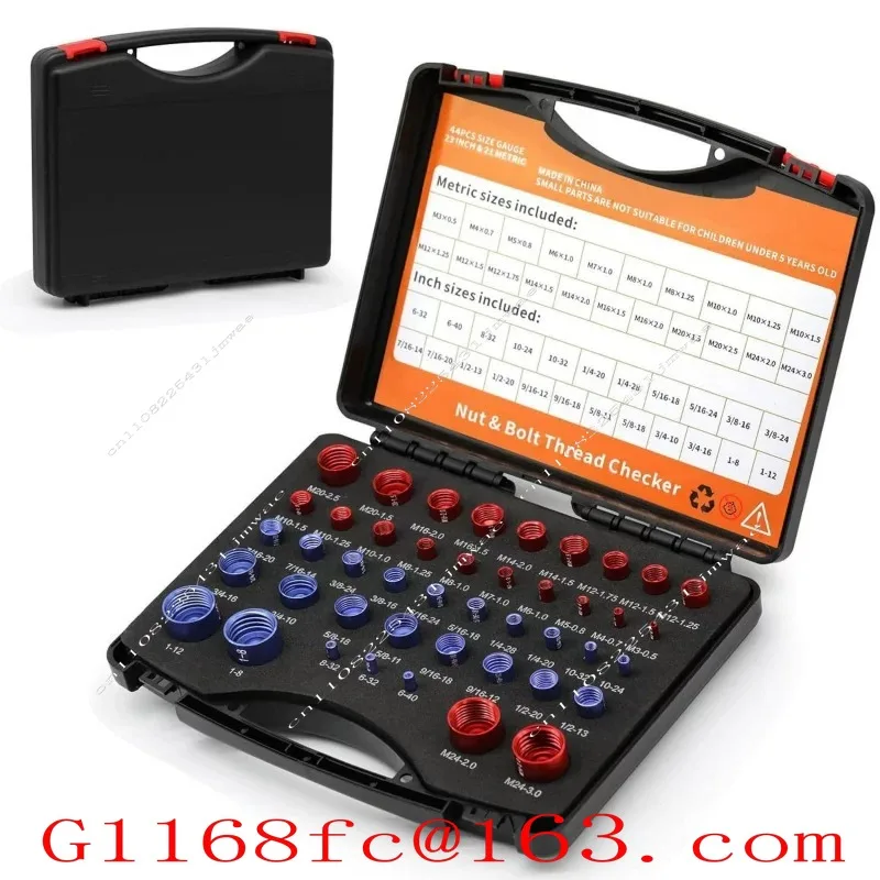 Nut and Bolt Thread Checker, Gongzi Gauge, Metric and British 44-piece Set