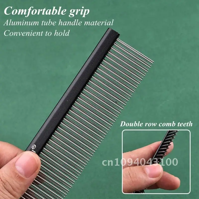 

Dog Grooming 2 Row Comb Groomer Cat Stainless Steel Groomer Hairbrush Pets Styling Dog Hair Combs Combs Dog Comb Care Grooming