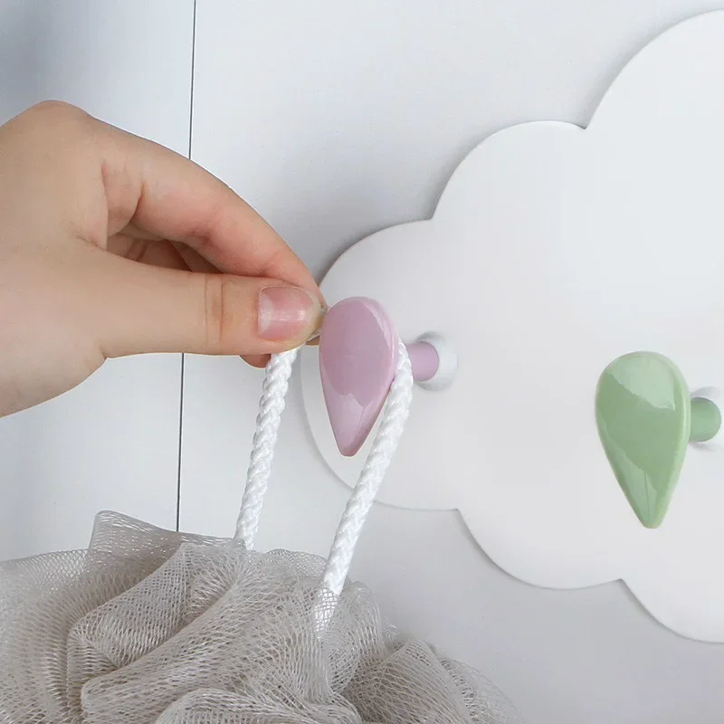 Creative Cute Star Moon Cloud Shape Nail-free Wall Clothes Hooks Kids Room Decorative Key Hanging Hanger Kitchen Storage Hook